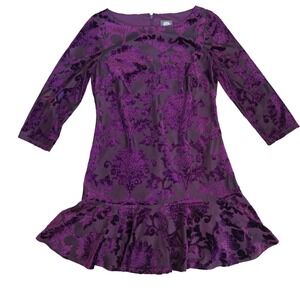 Vince Camuto Purple Burnout Velvet Dark Romantic Mini Dress Sz 4‎ $168